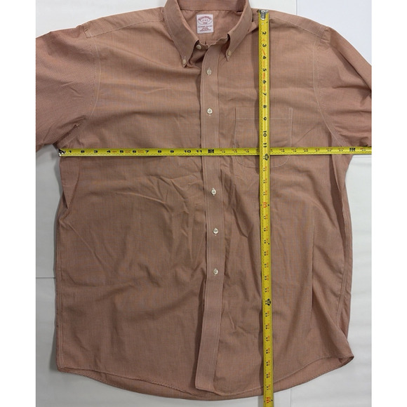 Brooks Brothers 346 Polo Shirt Men’s 17 - 4/5 Red White Check Non-Iron Cotton - Picture 8 of 8